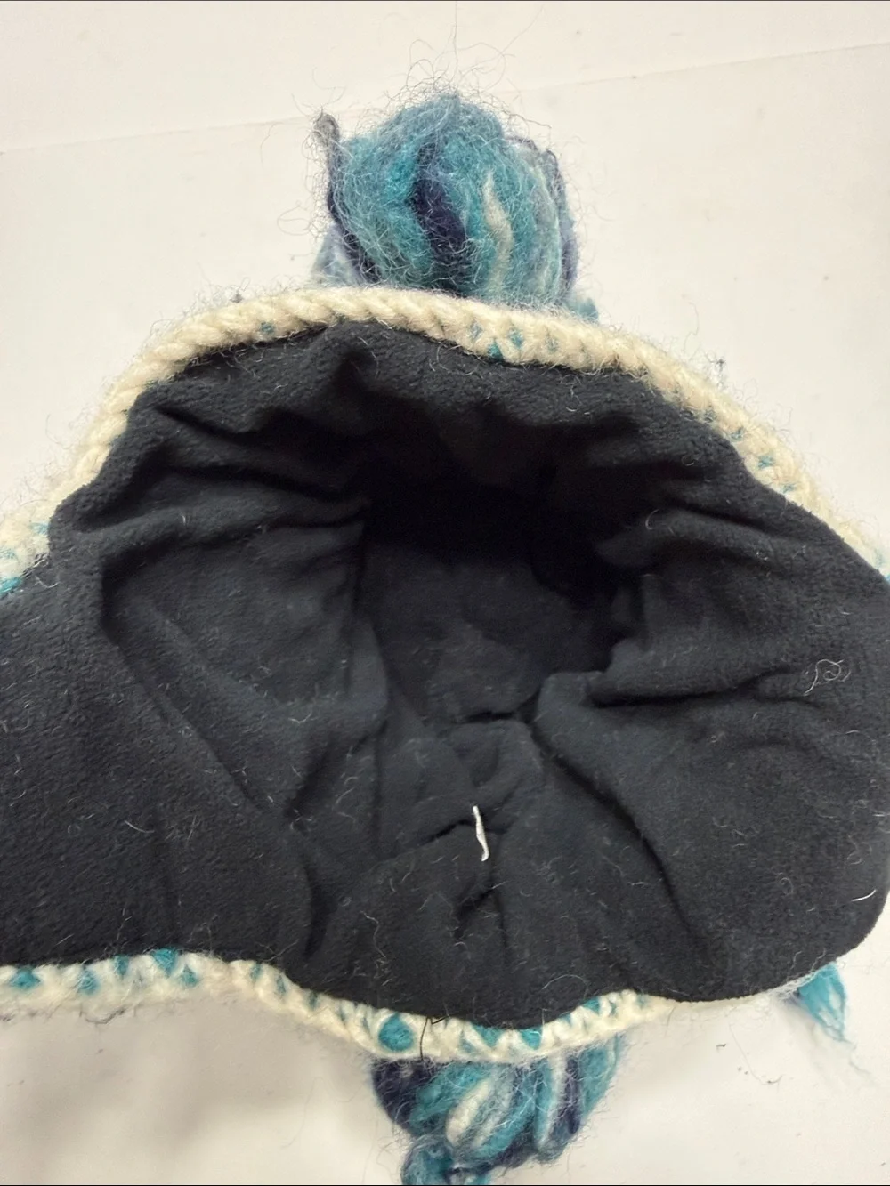 Teal Knit Earflap Hat for Kids with Fringe and Braided Ties